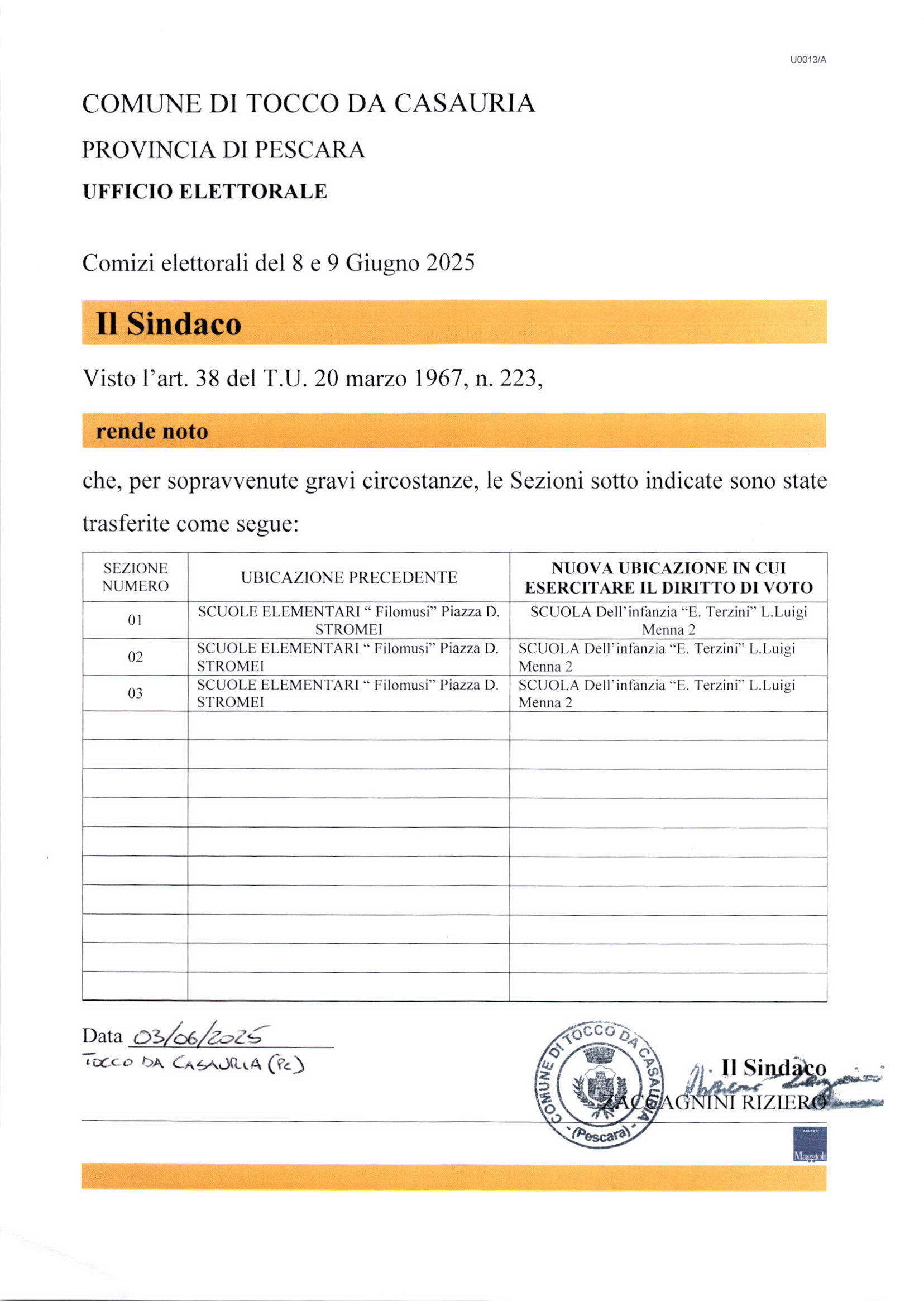 REFERENDDUM 8 e 9 Giugno 2025