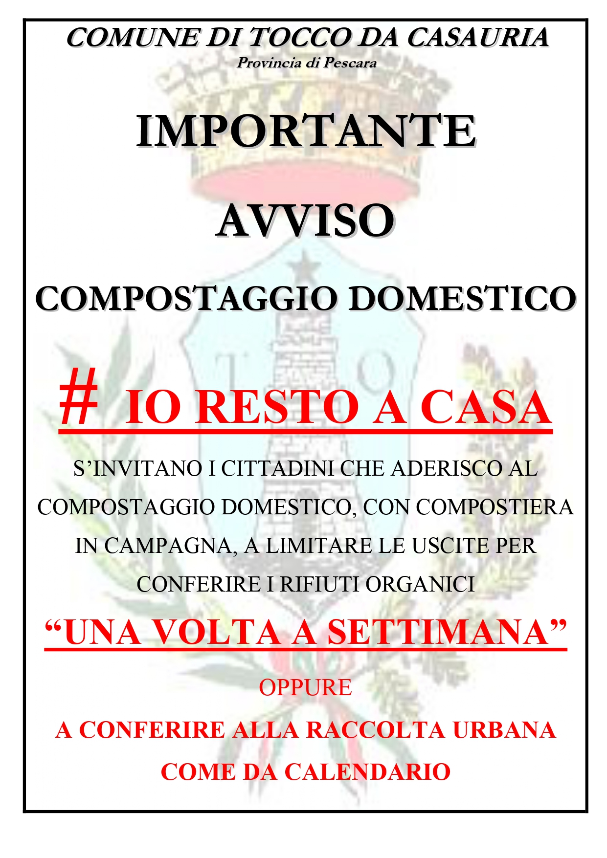 AVVISO  COMPOSTAGGIO DOMESTICO # IO RESTO A CASA