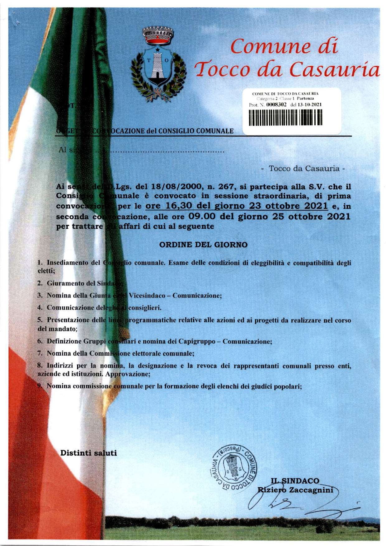 CONVOCAZIONE CONSIGLIO COMUNALE